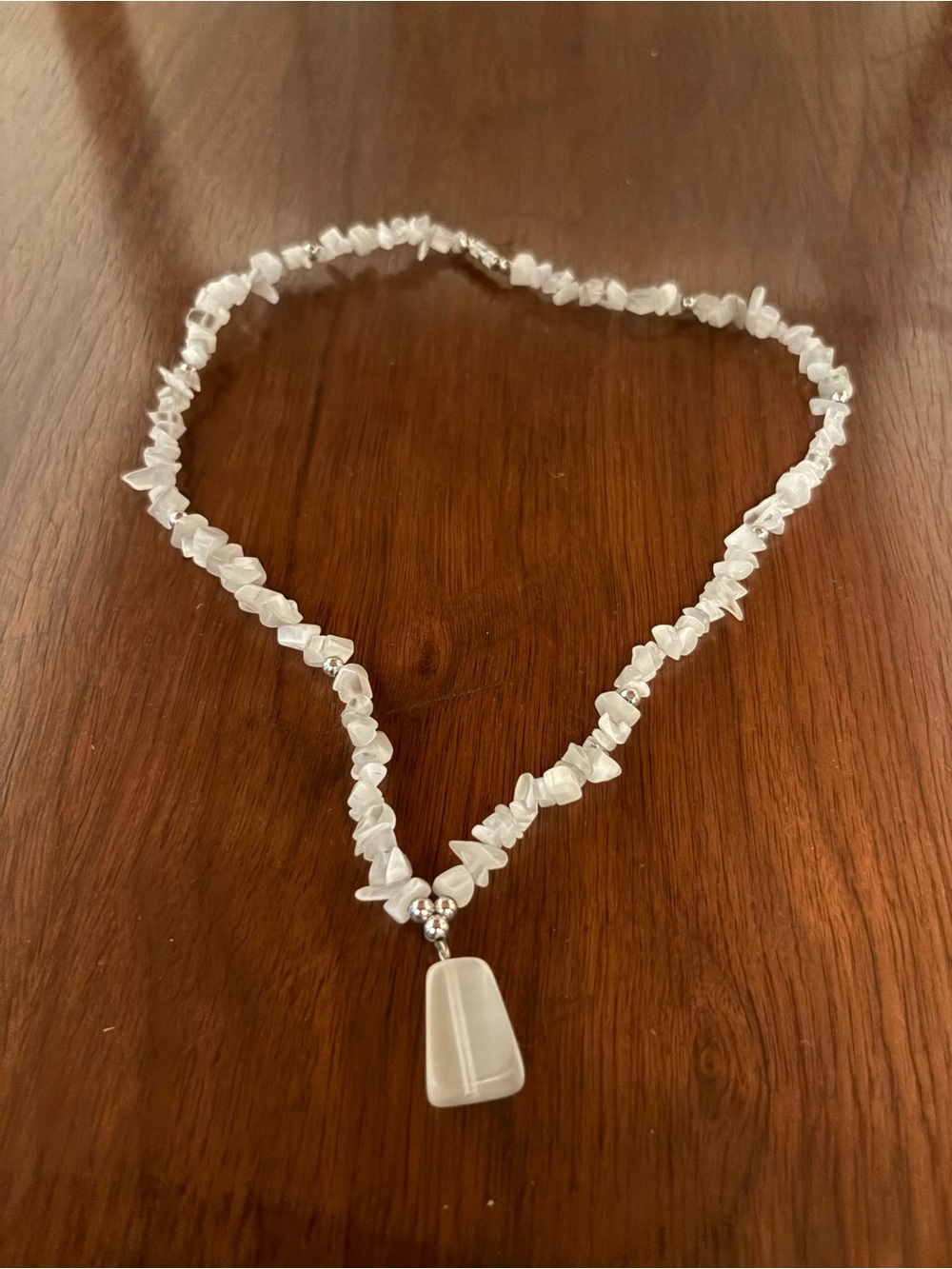 White Quartz Necklace with Pendant - Women Jewelry